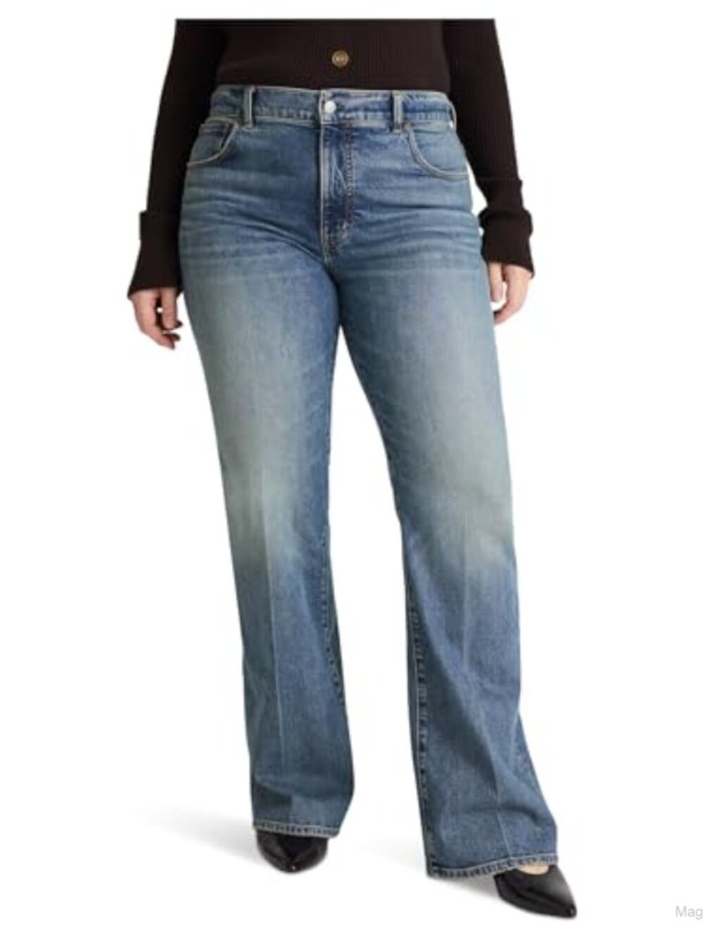 Vintage Flare High Rise Jeans Fitted Stretch Cotton Blend